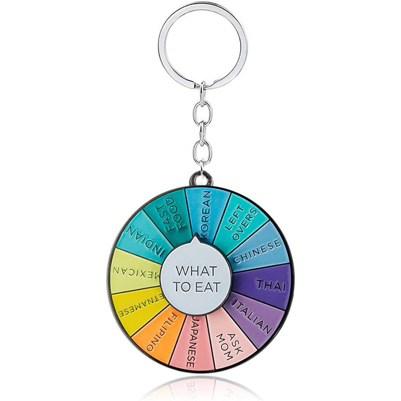 Wholesale Zinc Alloy What To Eat Tonight Turntable Keychain